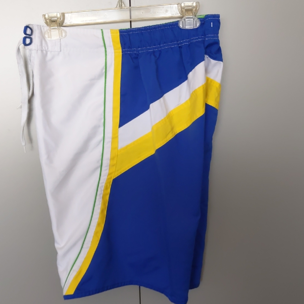 No Boundaries Green, Yellow and Blue Swim Trunks 32-34 Waist